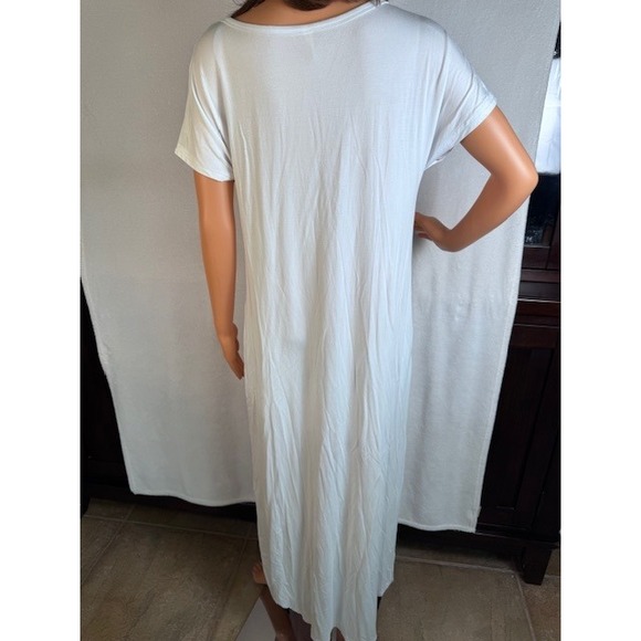 EUC GRECERELLE white short sleeve super soft maxi t-shirt dress pockets Size M - Picture 7 of 10